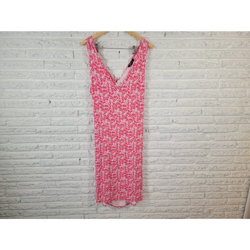BCBG Paris Womens Dress XXL Plus Tank Wrap Pink Floral Sleeveless FLO208E